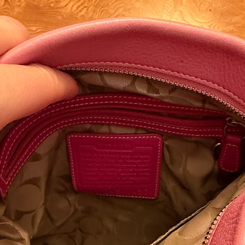 Coach Soft Pink Pebbled Leather Shoulder Bag with Tassel Accent - Picture 11 of 12